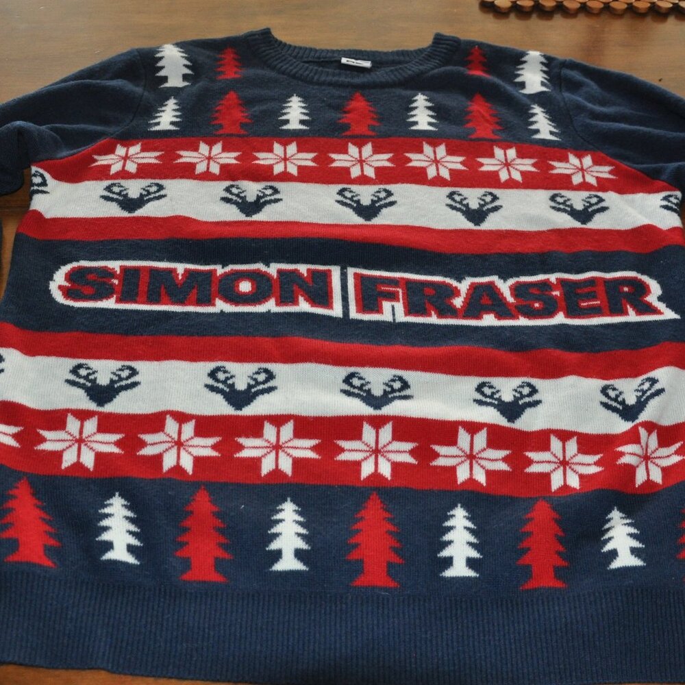 SFU Simon Fraser University Knit Christmas Holiday Festive Sweater M - Picture 3 of 4